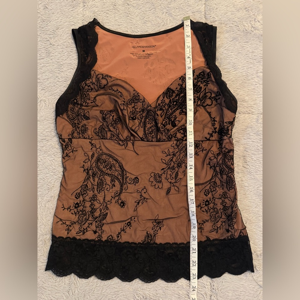 Hillard & Hanson Black & Cinnamon Sleeveless Bustier Style Tank Top - Picture 11 of 13